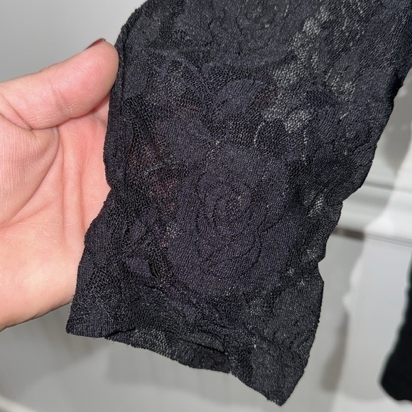 Lane Bryant dress tunic black knit lace long sleeves 26/28 stretch‎ peplum - Picture 2 of 4